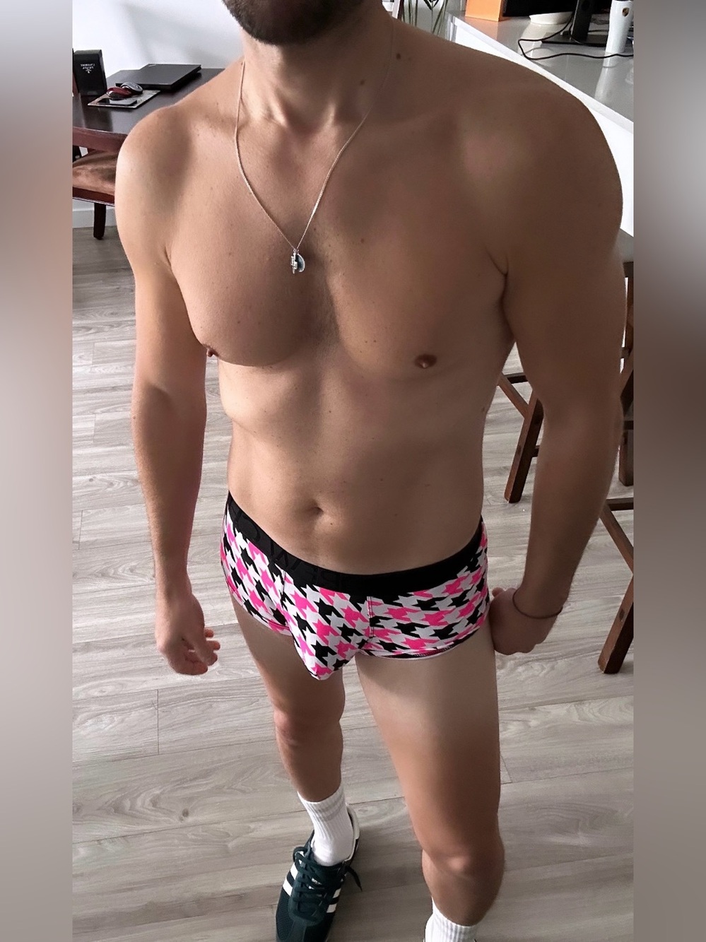 Andrew Christian | Houndstooth Trunk with Almost Naked in Pink & Black (Small)